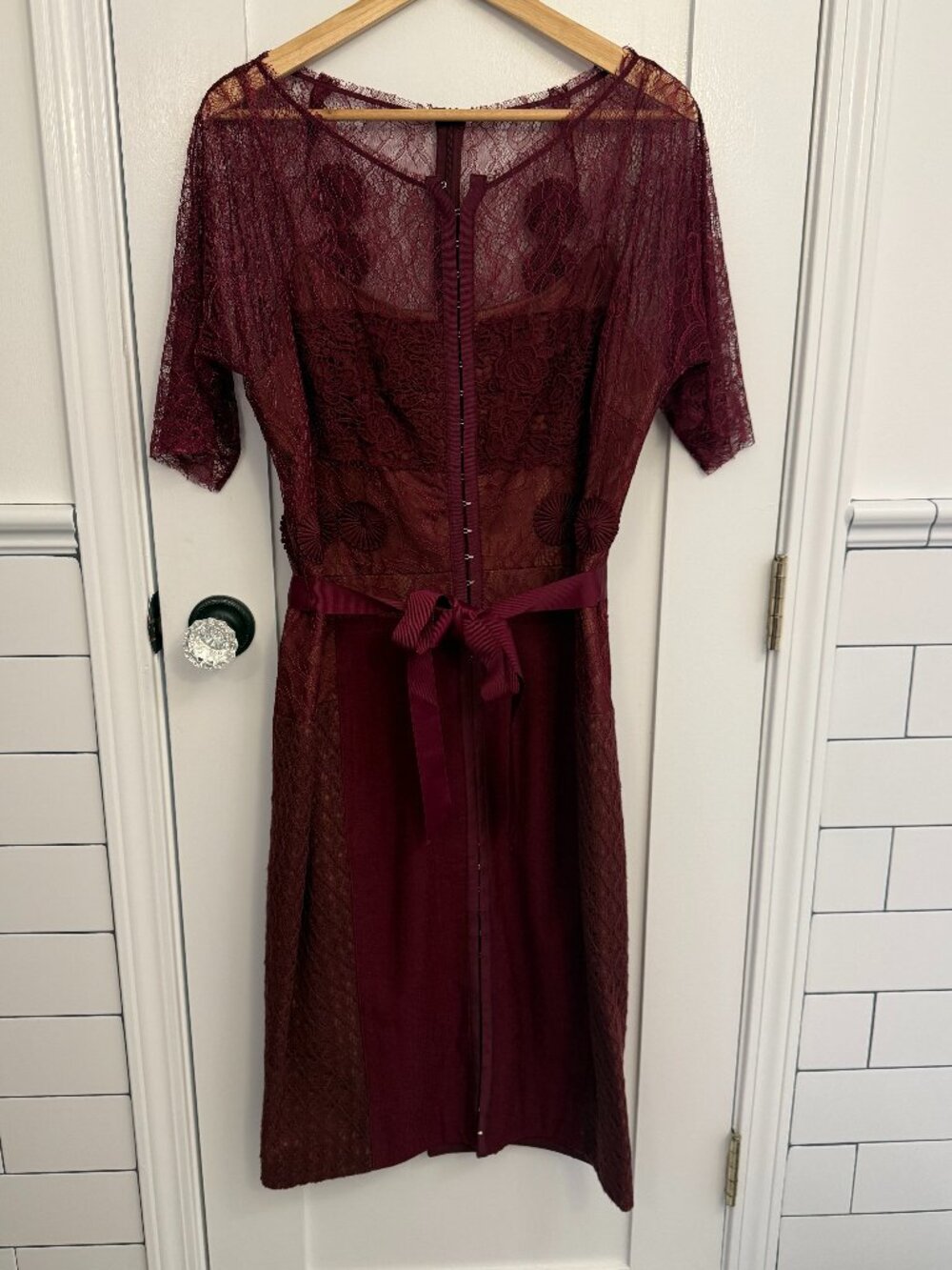 Anthropologie Wine Lace Midi Dress - size 12